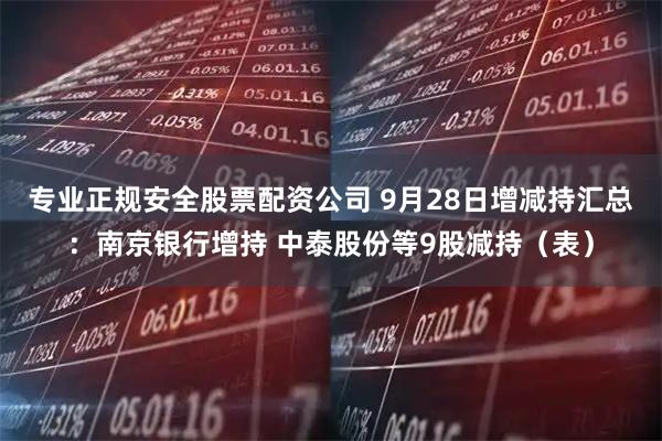 专业正规安全股票配资公司 9月28日增减持汇总：南京银行增持 中泰股份等9股减持（表）