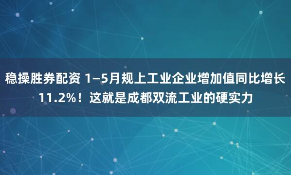 稳操胜券配资 1—5月规上工业企业增加值同比增长11.2%！这就是成都双流工业的硬实力