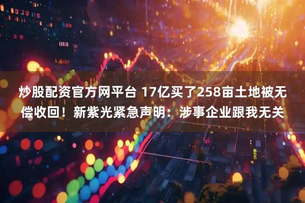 炒股配资官方网平台 17亿买了258亩土地被无偿收回！新紫光紧急声明：涉事企业跟我无关